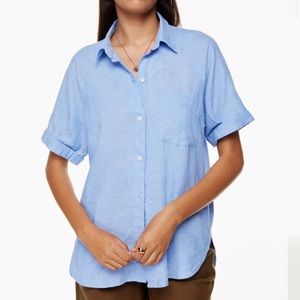 Aritzia Boyfriend Linen Shortsleeve Shirt PINK